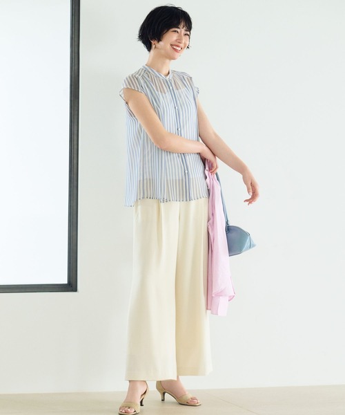 Elura（エルーラ）の「シアストライプ楊柳ブラウス/322547（シャツ/ブラウス・レディース・ライトグレー/ライトブルー・FREE）」の20枚目の写真