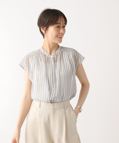 Elura（エルーラ）の「シアストライプ楊柳ブラウス/322547（シャツ/ブラウス・レディース・ライトグレー/ライトブルー・FREE）」の12枚目の写真