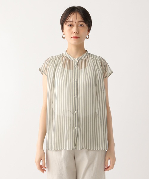 Elura（エルーラ）の「シアストライプ楊柳ブラウス/322547（シャツ/ブラウス・レディース・ライトグレー/ライトブルー・FREE）」の11枚目の写真