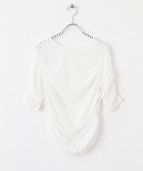 KBF（ケイビーエフ）の「ハーフスリーブドレープレースTEE（Tシャツ/カットソー・レディース・アイボリー/ブラック/オフホワイト・ONE）」の10枚目の写真