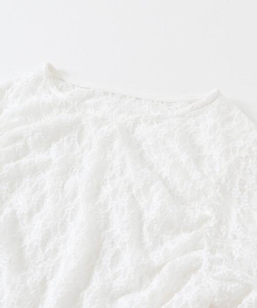 KBF（ケイビーエフ）の「ハーフスリーブドレープレースTEE（Tシャツ/カットソー・レディース・アイボリー/ブラック/オフホワイト・ONE）」の11枚目の写真