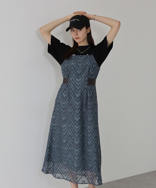 J by blue（ジェイバイブルー）の「ジャガードキャミワンピース（ワンピース・レディース・グレー/ブルー/ベージュ・MEDIUM）」の10枚目の写真