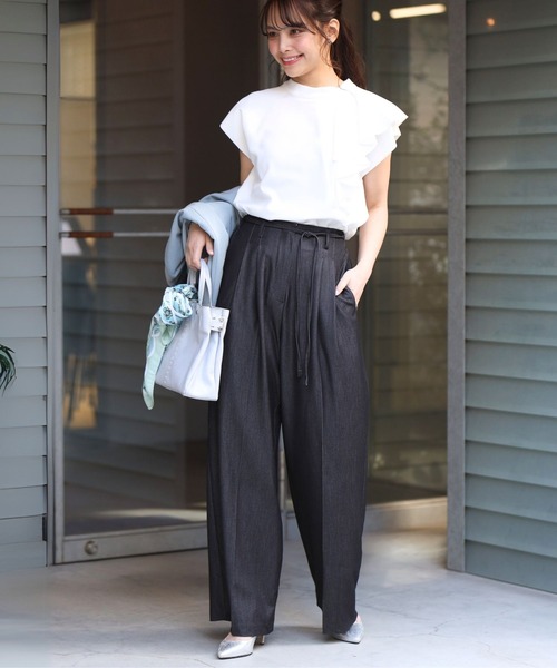 Ehre style(エーレスタイル)の「ワイドなのにかっちり見せない!デニム風パンツ(その他パンツ・レディース・ブラック/ブルー・FREE)」の4枚目の写真