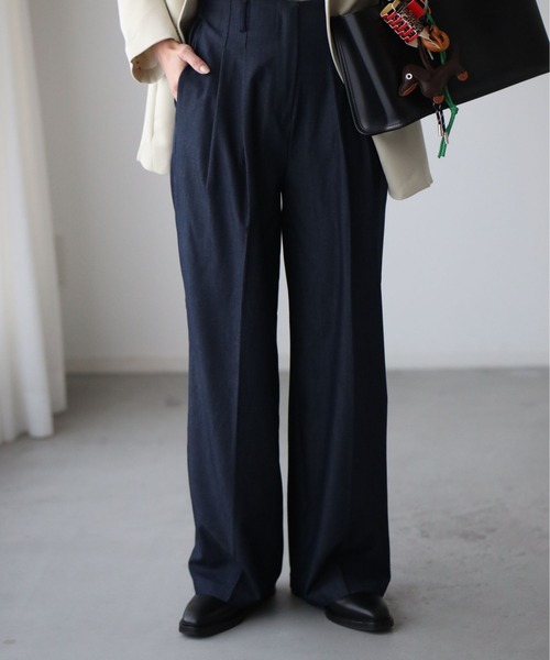 Ehre style(エーレスタイル)の「ワイドなのにかっちり見せない!デニム風パンツ(その他パンツ・レディース・ブラック/ブルー・FREE)」の5枚目の写真