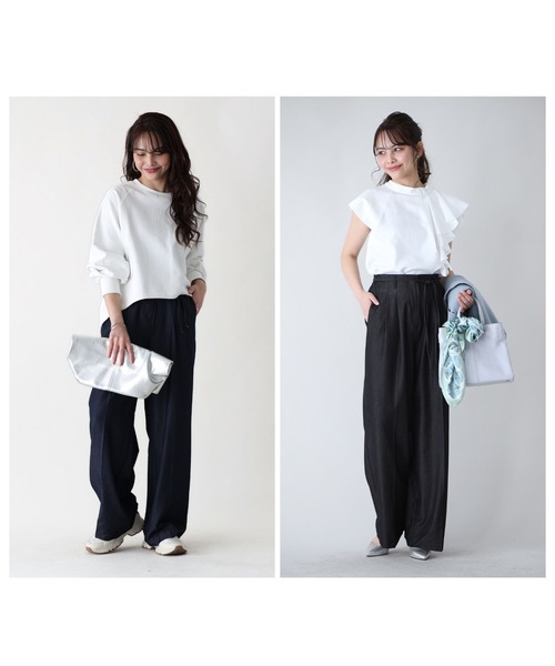 Ehre style(エーレスタイル)の「ワイドなのにかっちり見せない!デニム風パンツ(その他パンツ・レディース・ブラック/ブルー・FREE)」の7枚目の写真