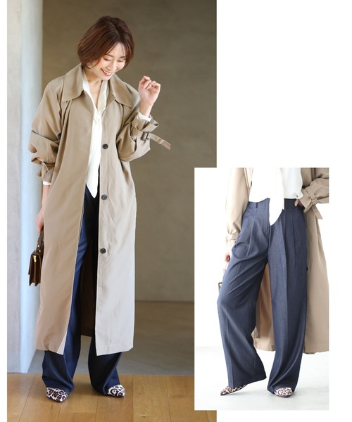 Ehre style(エーレスタイル)の「ワイドなのにかっちり見せない!デニム風パンツ(その他パンツ・レディース・ブラック/ブルー・FREE)」の9枚目の写真
