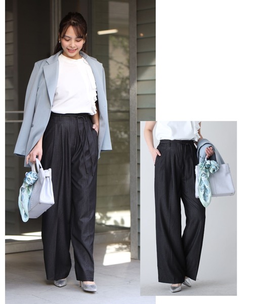 Ehre style(エーレスタイル)の「ワイドなのにかっちり見せない!デニム風パンツ(その他パンツ・レディース・ブラック/ブルー・FREE)」の11枚目の写真