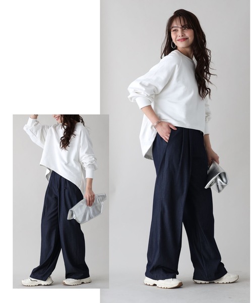 Ehre style(エーレスタイル)の「ワイドなのにかっちり見せない!デニム風パンツ(その他パンツ・レディース・ブラック/ブルー・FREE)」の12枚目の写真