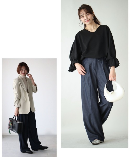 Ehre style(エーレスタイル)の「ワイドなのにかっちり見せない!デニム風パンツ(その他パンツ・レディース・ブラック/ブルー・FREE)」の16枚目の写真