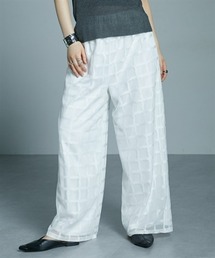 総チェック柄メッシュワイドパンツ ［Soiunique］