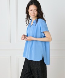 アセテートオーガンジー キーネックブラウス