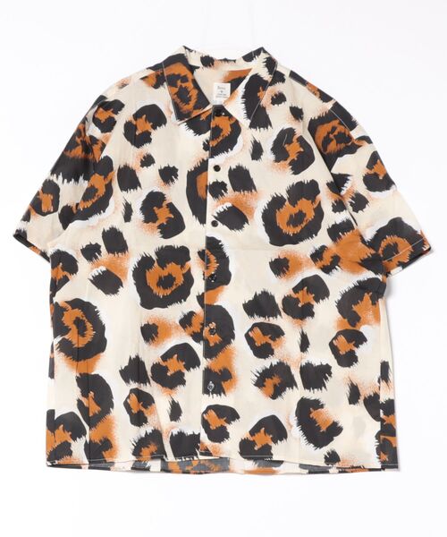 Revo. レオパード アニマルパターン セミオープンカラーシャツ