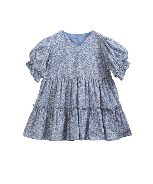 セール】小花柄パフスリーブVネックティアードトップス（その他