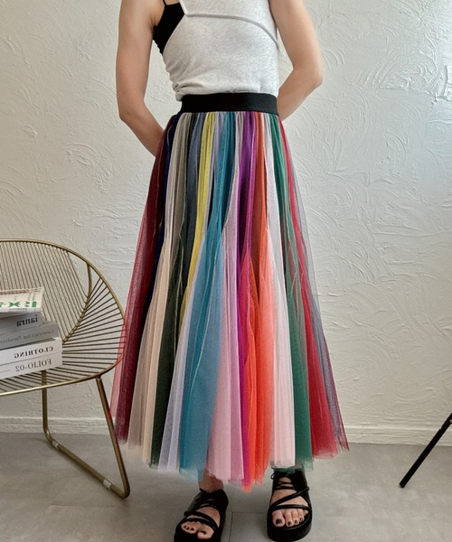 レインボーチュールスカート（スカート）｜deux amour（ドゥーザムール