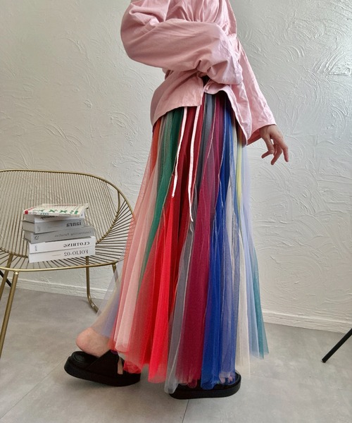 Rainbow maker (水色) ロングスカート　Mサイズ Rainbow maker (水色) ロングスカート Mサイズ Rainbow maker