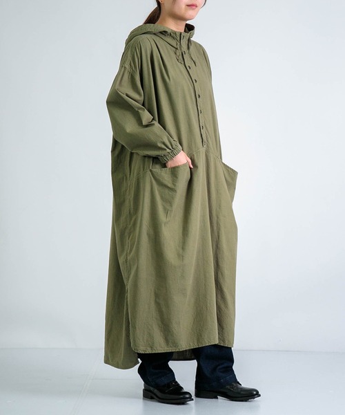 D.M.G.（ドミンゴ）の「[D.M.G / ディーエムジー] シーツクロス フードワンピース（ワンピース・レディース・オリーブ/ピンク/ブラック・FREE）」の16枚目の写真