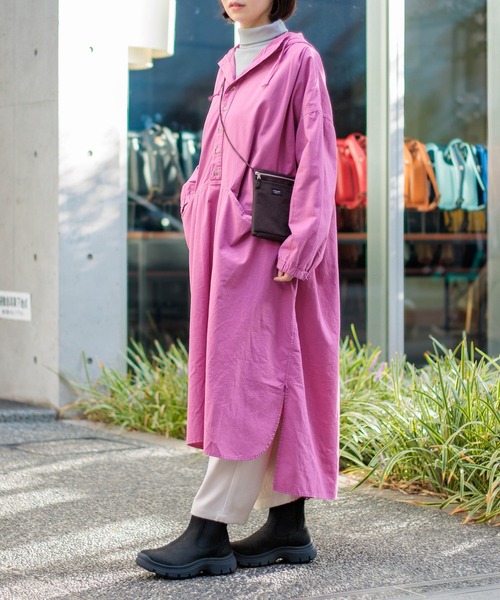 D.M.G.（ドミンゴ）の「[D.M.G / ディーエムジー] シーツクロス フードワンピース（ワンピース・レディース・オリーブ/ピンク/ブラック・FREE）」の4枚目の写真