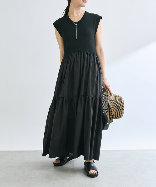 RIVE DROITE(リヴドロワ)の「【着映え】ニットドッキングティアードワンピース(ワンピース・レディース・ブラック/ブラウン・38/36)」の20枚目の写真