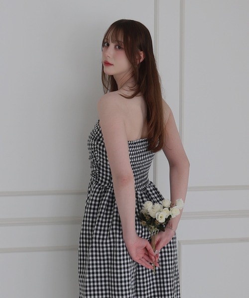 CeLess(セレス)の「Camisole Dress /オフショルダー ロングキャミワンピース ギンガムチェック ロング丈 オケージョン(ワンピース・レディース・ブラック/ブラック系その他・FREE)」の22枚目の写真