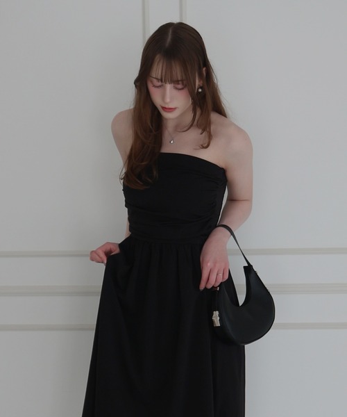 CeLess(セレス)の「Camisole Dress /オフショルダー ロングキャミワンピース ギンガムチェック ロング丈 オケージョン(ワンピース・レディース・ブラック/ブラック系その他・FREE)」の11枚目の写真
