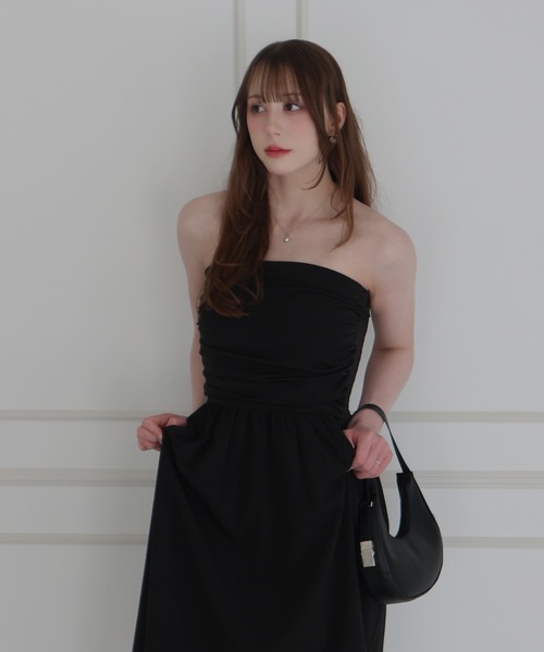 CeLess(セレス)の「Camisole Dress /オフショルダー ロングキャミワンピース ギンガムチェック ロング丈 オケージョン(ワンピース・レディース・ブラック/ブラック系その他・FREE)」の12枚目の写真