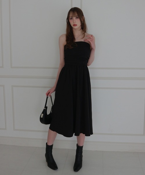 CeLess(セレス)の「Camisole Dress /オフショルダー ロングキャミワンピース ギンガムチェック ロング丈 オケージョン(ワンピース・レディース・ブラック/ブラック系その他・FREE)」の14枚目の写真