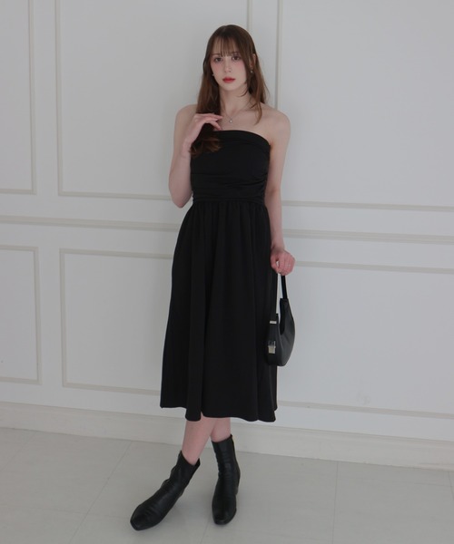 CeLess(セレス)の「Camisole Dress /オフショルダー ロングキャミワンピース ギンガムチェック ロング丈 オケージョン(ワンピース・レディース・ブラック/ブラック系その他・FREE)」の15枚目の写真