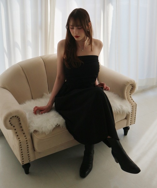 CeLess(セレス)の「Camisole Dress /オフショルダー ロングキャミワンピース ギンガムチェック ロング丈 オケージョン(ワンピース・レディース・ブラック/ブラック系その他・FREE)」の18枚目の写真