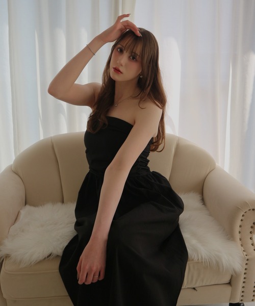 CeLess(セレス)の「Camisole Dress /オフショルダー ロングキャミワンピース ギンガムチェック ロング丈 オケージョン(ワンピース・レディース・ブラック/ブラック系その他・FREE)」の16枚目の写真