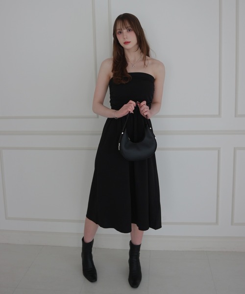 CeLess(セレス)の「Camisole Dress /オフショルダー ロングキャミワンピース ギンガムチェック ロング丈 オケージョン(ワンピース・レディース・ブラック/ブラック系その他・FREE)」の17枚目の写真
