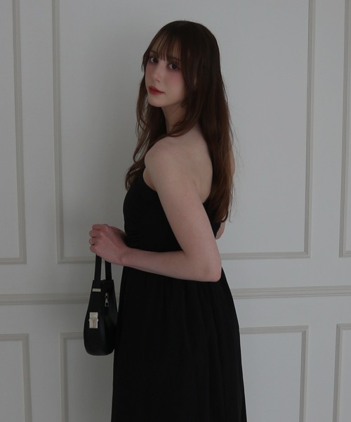 CeLess(セレス)の「Camisole Dress /オフショルダー ロングキャミワンピース ギンガムチェック ロング丈 オケージョン(ワンピース・レディース・ブラック/ブラック系その他・FREE)」の13枚目の写真