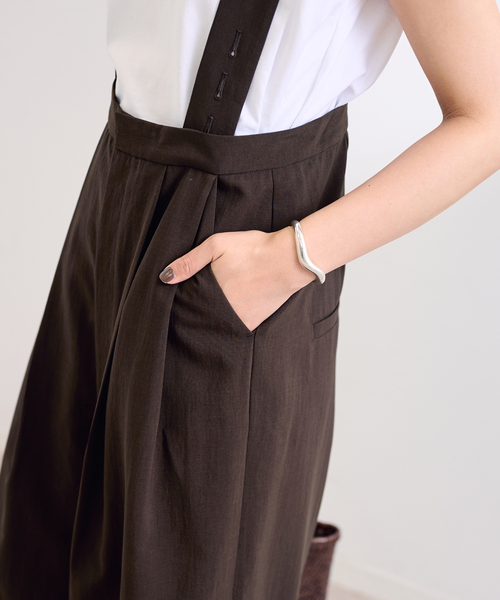 FRAMeWORK 撥水強撚PEサスペンダーパンツ　ブラウン38 FRAMeWORK（フレームワーク）の「撥水強撚PEサスペンダーパンツ