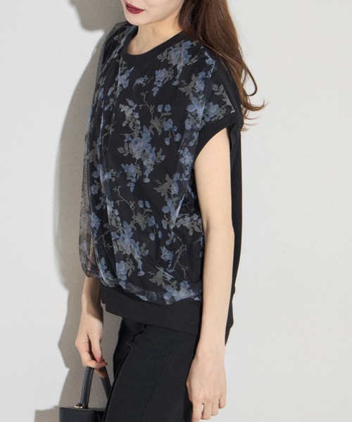 ZOZO限定】シアーフラワーノースリーブトップス（Tシャツ/カットソー