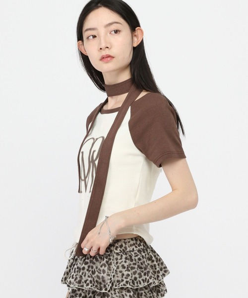 3.3 Field Trip (3.3フィールドトリップ)の「3.3 Field Trip/マフラー付ロゴオフショルT(Tシャツ/カットソー・レディース・ブラウン/グレー・FREE)」の21枚目の写真