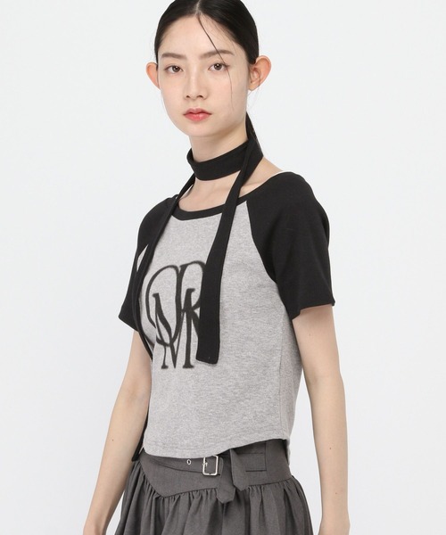3.3 Field Trip (3.3フィールドトリップ)の「3.3 Field Trip/マフラー付ロゴオフショルT(Tシャツ/カットソー・レディース・ブラウン/グレー・FREE)」の15枚目の写真