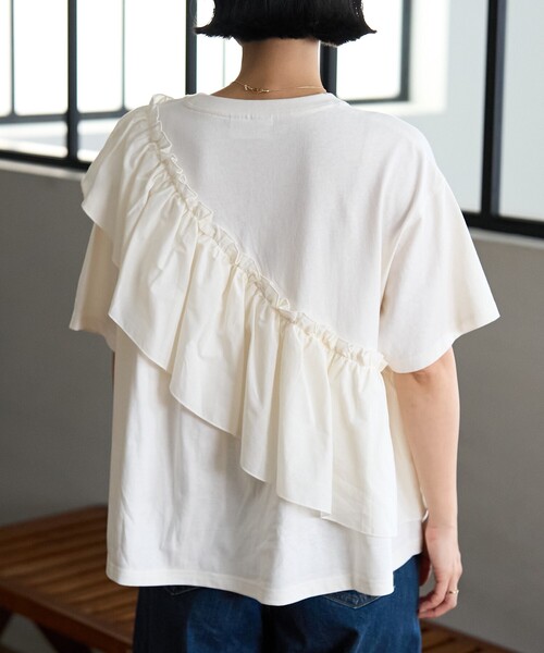 サカイ アシンメトリー ドッキング フリル Tシャツ セール】アシンメトリー フリルドッキングTシャツ（Tシャツ