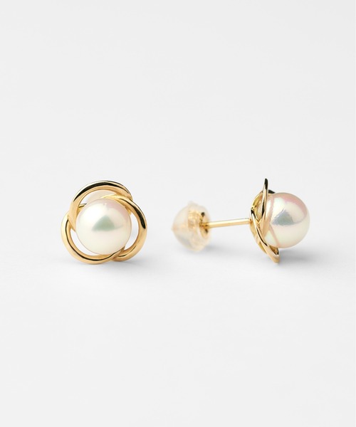 Jewel closet by L&Co.(ジュエルクローゼットバイエルアンドコー)の「K18 フラワーモチーフ アコヤパール ピアス(ピアス(両耳用)・レディース・ゴールド系2/ゴールド系1・FREE)」の13枚目の写真
