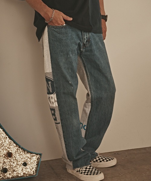 ALL RUNS（オールランズ）の「Denim x Sweat Switching Easy Pants デニムパンツ メンズ 秋物 秋服 2026年秋冬（デニムパンツ・メンズ・ブルー系9/ブルー系8/ブルー系6/ブルー系5/ブルー系4/ブルー系3/ブルー系2/ブルー系1/ブルー系/ブルー・L/M）」の5枚目の写真