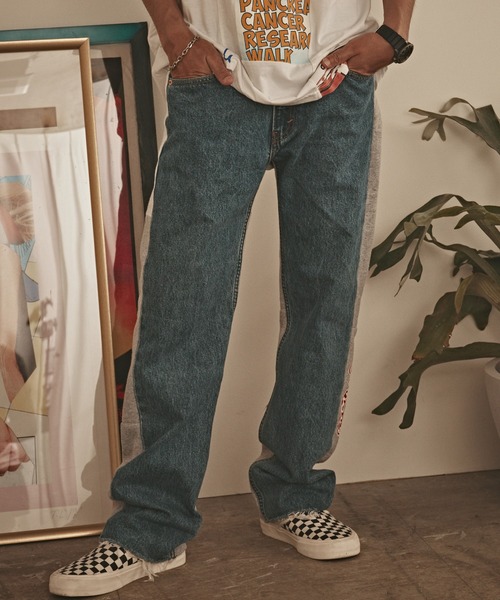 ALL RUNS（オールランズ）の「Denim x Sweat Switching Easy Pants デニムパンツ メンズ 秋物 秋服 2026年秋冬（デニムパンツ・メンズ・ブルー系9/ブルー系8/ブルー系6/ブルー系5/ブルー系4/ブルー系3/ブルー系2/ブルー系1/ブルー系/ブルー・L/M）」の6枚目の写真