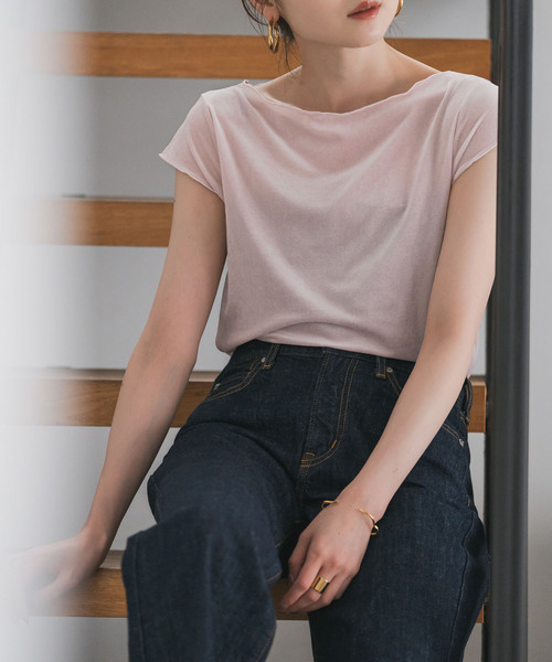 tシャツ 「追加」シアーベロアキャップスリーブTee レディース NOBLE tシャツ 「追加」シアーベロアキャップスリーブTee