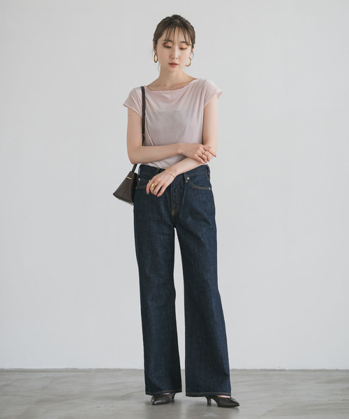 シアーベロアキャップスリーブTee　NOBLE　ノーブル シアーベロアキャップスリーブTee（Tシャツ／カットソー