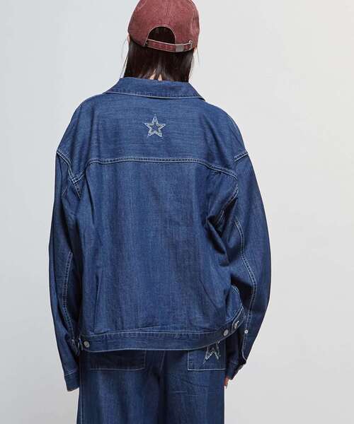 コンバースTOKYO　oversized denim ジャケット　サックスブルー セール】【限定展開】LIGHT DENIM SHIRT JACKET(SET UP)（デニム