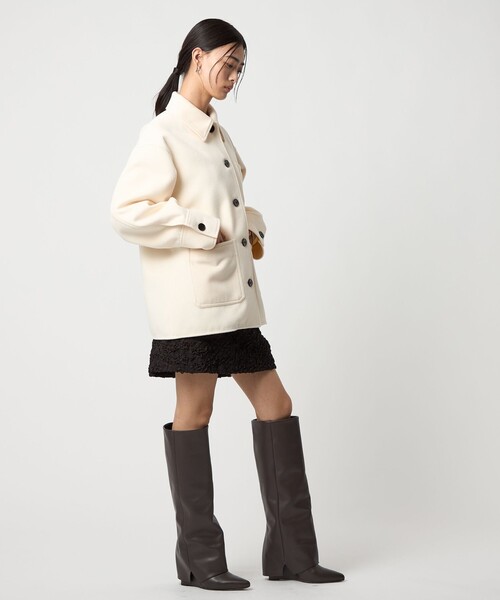 EMMEL REFINES（エメルリファインズ）の「＜EMMEL REFINES＞EM CPO シャツ ジャケット（ステンカラーコート・レディース・ライトブルー/オフホワイト・FREE）」の11枚目の写真