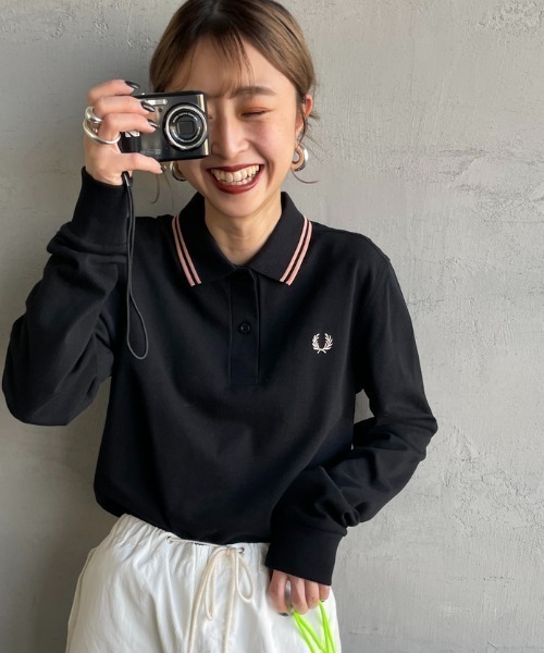 FRED PERRY ツインティップライン ウィメンズロングスリーブポロシャツ FRED PERRY/フレッドペリー] ツインティップライン ウィメンズロング