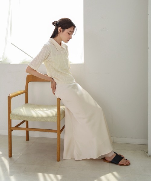 Bab(バブ)の「【S・Mサイズ展開】裾シアーサテンナロースカート(スカート・レディース・アイボリー/ブラック/モカ・S/M)」の12枚目の写真