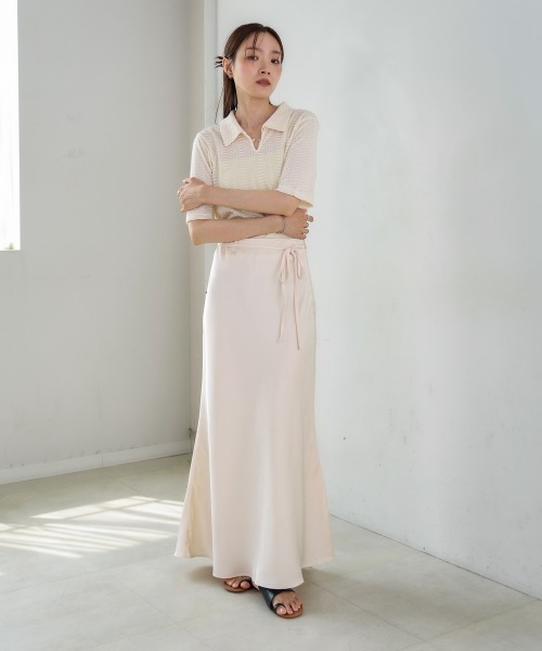 Bab(バブ)の「【S・Mサイズ展開】裾シアーサテンナロースカート(スカート・レディース・アイボリー/ブラック/モカ・S/M)」の13枚目の写真