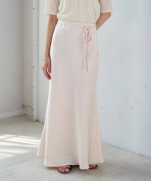 Bab(バブ)の「【S・Mサイズ展開】裾シアーサテンナロースカート(スカート・レディース・アイボリー/ブラック/モカ・S/M)」の14枚目の写真