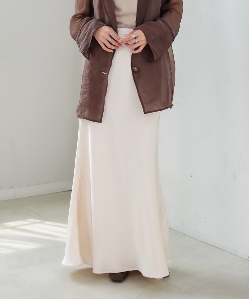 Bab(バブ)の「【S・Mサイズ展開】裾シアーサテンナロースカート(スカート・レディース・アイボリー/ブラック/モカ・S/M)」の19枚目の写真