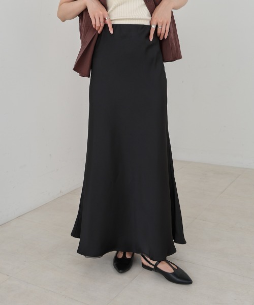 Bab(バブ)の「【S・Mサイズ展開】裾シアーサテンナロースカート(スカート・レディース・アイボリー/ブラック/モカ・S/M)」の22枚目の写真