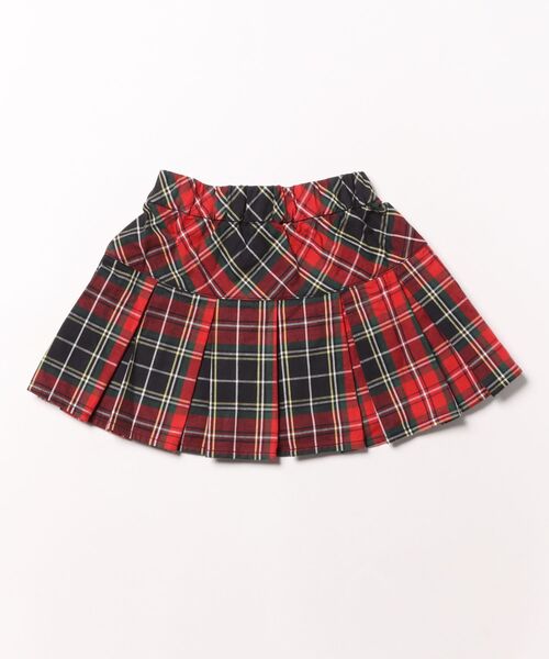HYSTERIC MINI（ヒステリックミニ）の「タータンチェック柄 MINI FACE刺繍 プリーツスカート（スカート・キッズ・レッド系その他・90）」の2枚目の写真